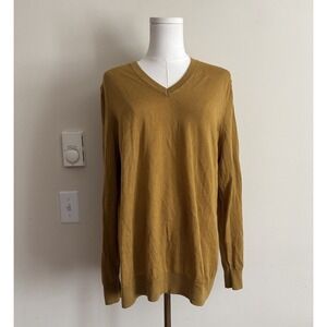 Lord & Taylor Womens Plus Size 3X V Neck Sweater Sunflower Yellow Wool Office